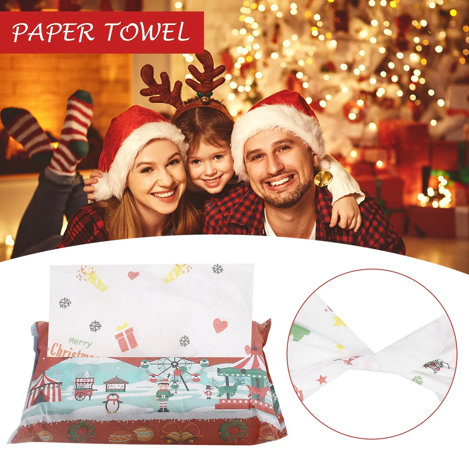 

Christmas paper napkins colored paper creative Christmas pumping paper colored toilet paper 3 layers ђаленая бђмага 50*